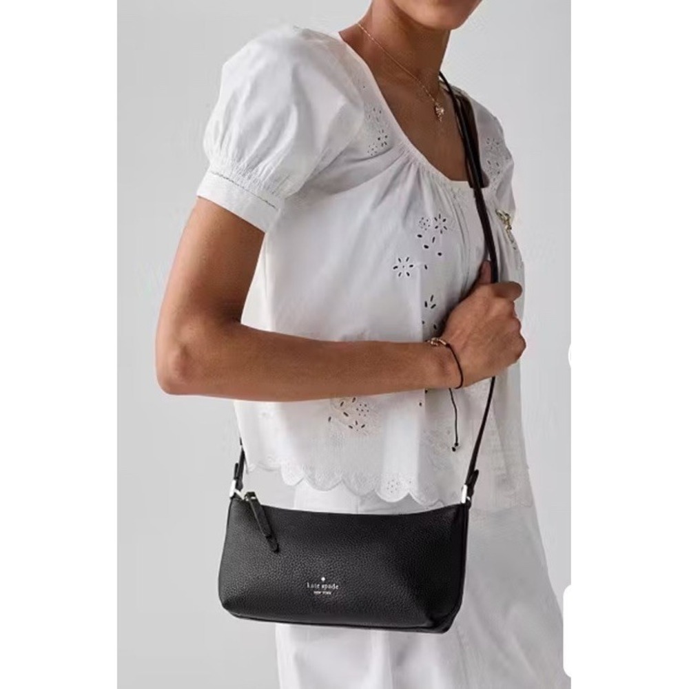 kate spade Lenox Mini Crossbody Bag Purse Black + Gold Hardware, New without Tag - Picture 11 of 11